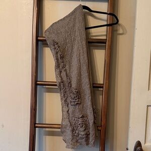 Elegant Beige Floral Scarf